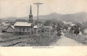 North Montpelier Vermont Church and Street Scene Vintage Postcard AA83149