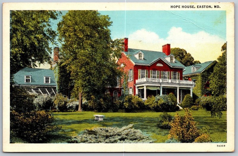 Vtg Easton Maryland MD Hope House at Boxwood Gardens 1930s Linen View Postcard