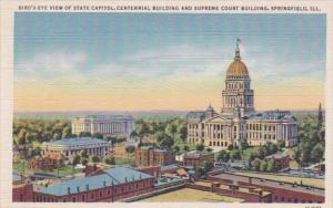 Illinois Springfield Birds Eye View Of State Capitol Centennial Building &...