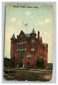 Vintage 1916 Postcard Old Masonic Temple Civic Center of Saginaw Michigan