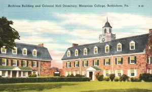 Vintage Postcard Archives Colonial Hall Dormitory Moravian College Bethlehem PA