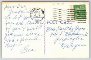 Oklahoma City~Skyline~Vintage Linen Postcard