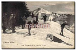 Old Postcard of Sports & # 39hiver Skiing Exercises Alps