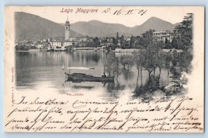 Pallanza Verbania Italy Postcard Sailboat in Lake Maggiore 1902 Posted Antique