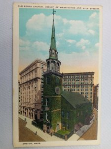 Vintage Postcard Old South Church Corner of Washington & Milk Streets Boston MA