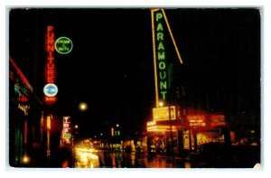 HALIFAX, Nova Scotia, CANADA ~ Night Street Scene PARAMOUNT THEATRE c1950s