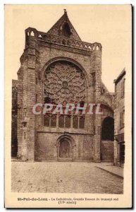 Postcard Old St Pol de Leon Cathedral the Great south transept rose window