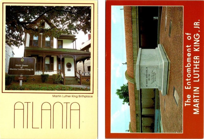 2~4X6 Postcards Atlanta, GA Georgia MARTIN LUTHER KING JR Birth Home~Crypt/Grave