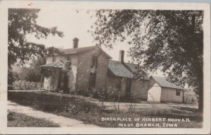 RPPC Postcard Birth Place of Herbert Hoover West Branch Iowa IA