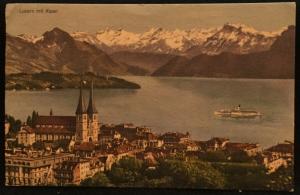 Postcard Used Lucerne mit Alpen, Switzerland LB