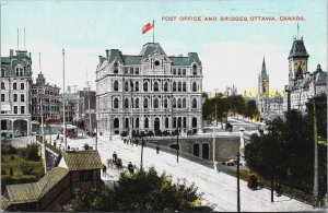 Canada Ottawa Post Office And Bridges Ontario Vintage Postcard C091