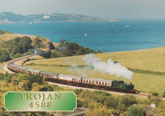 Trojan 4588 GWR Train Paignton & Dartmouth Steam Railway Postcard