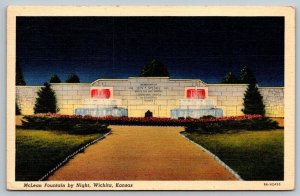 Vintage Kansas Postcard - Mclean Fountain   Wichita   1942