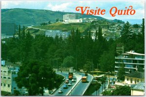 VINTAGE CONTINENTAL SIZE POSTCARD PANORAMIC VIEW OF QUITO ECUADOR 1980s