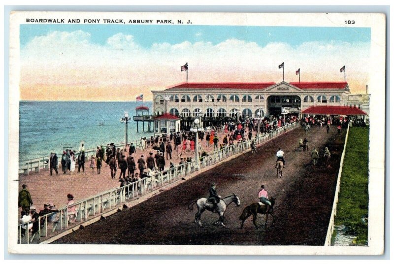 1924 Boardwalk Pony Track Exterior Building Asbury Park New Jersey NJ Postcard