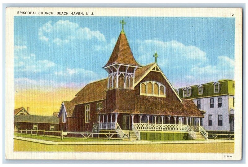Beach Haven New Jersey Postcard Episcopal Church Exterior Building c1940 Vintage