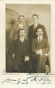 Group of men early photo postcards x 4