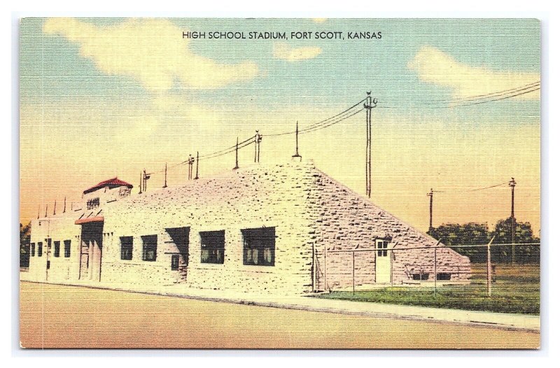 High School Stadium Fort Scott Kansas Postcard