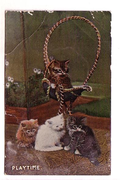 Four Kittens, One Swinging, 'Playtime',  Wildt & Kray, Printed in Saxony