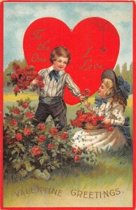 H89/ Valentine's Day Love Holiday Postcard c1910 Pretty Kids 88