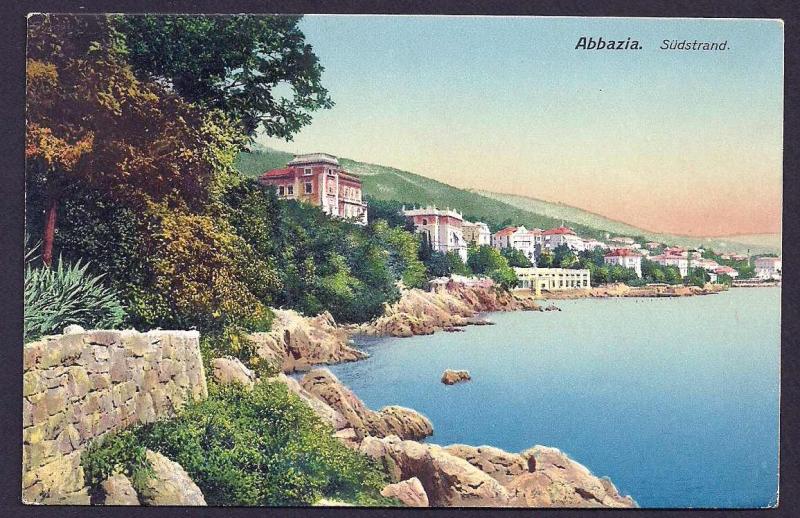 Abbazia Sudstrand Coastal view Croatia used c1910's