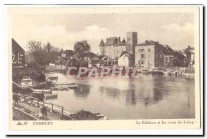 Nemours Old Postcard The Castle and the banks of the Loing