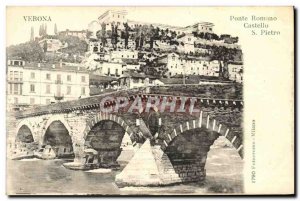 Postcard Old Verona Ponte Romano Castello S Pietro