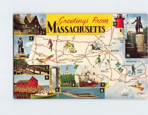 Postcard Greetings From Massachusetts USA