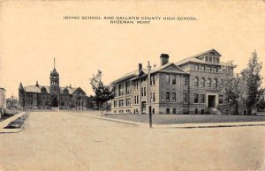 Bozemon Montana Irving School and Gallatin High School Vintage Postcard AA7882