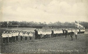 c1910 Postcard Denmark Children F.D.F.I.ste Kreds Fife & Drum Drill Team, Flag