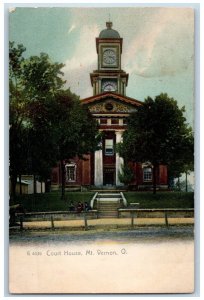 Mt. Vernon Ohio OH Postcard Court House Building Clock Tower Rotograph c1905