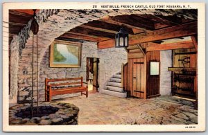 Vtg Niagara New York NY Vestibule French Castle Old Fort 1930s View Postcard