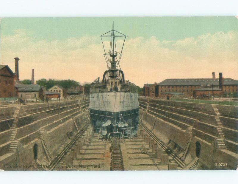 Divided-Back DRYDOCK IN THE NAVY YARD Charlestown In Boston MA E8638