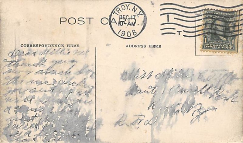 Troy Orphan Asylum Troy, New York, USA 1908 light postal marking on front