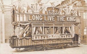 RP Postcard Illuminated Tramway Electric Trolley Car Long Live The King~127484 