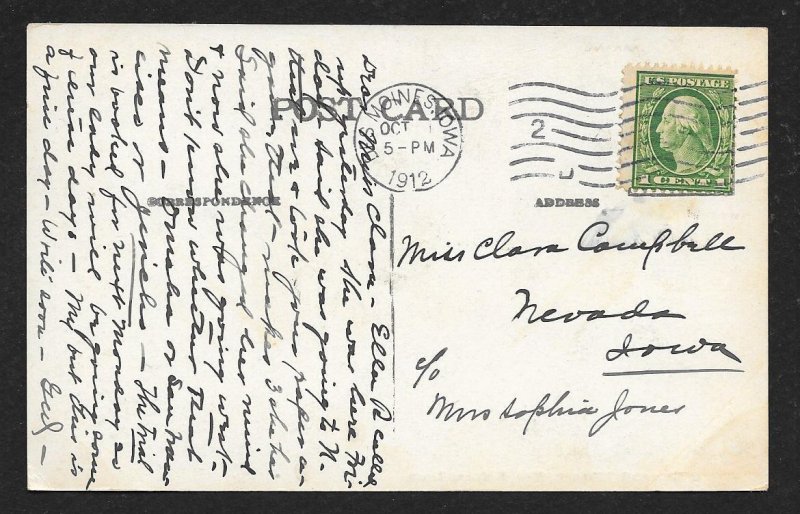 Post Office Library & River Des Moines IA Used c1912