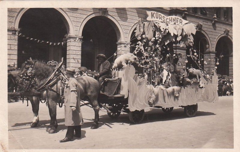 Postcard Austria Gewerbefestzug Parade Float Animals