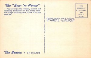 Chicago Illinois Bow-N-Arrow Restaurant, Interior, Color Linen Vintage PC U7106