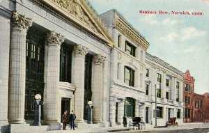 NORWICH, Connecticut CT   BANKERS ROW  Thames National Bank  1911 Postcard