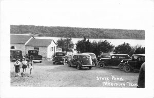 Postcard RPPC 1940s Meridian Texas state Park automobiles people 24-5585