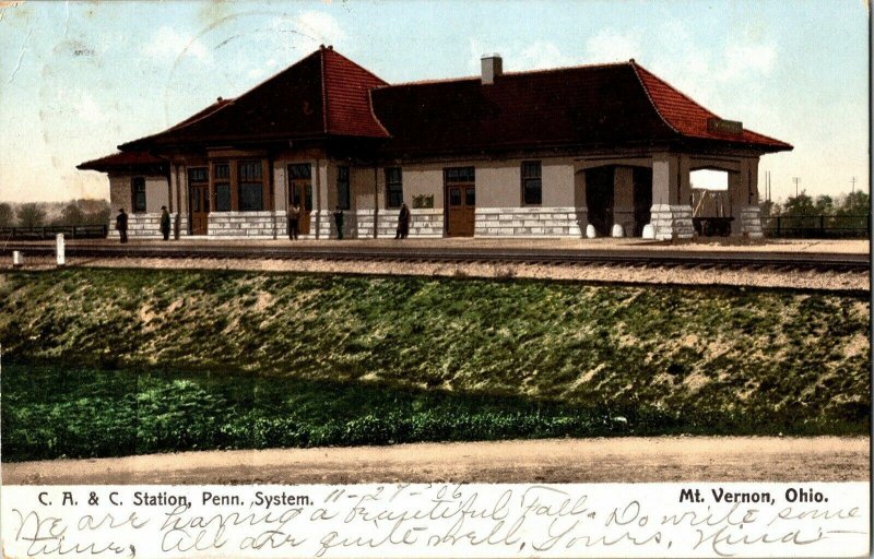 Mt. Vernon Ohio C. Station Pennsylvania System Undivided Back Postcard Antique