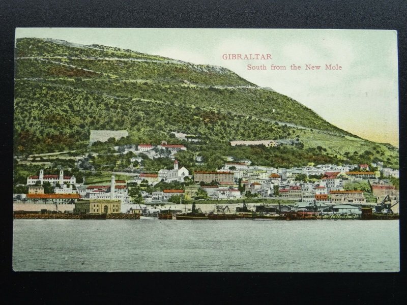 Gibraltar SOUTH FROM THE NEW MOLE - Old RP Postcard by V.B. Cumbo