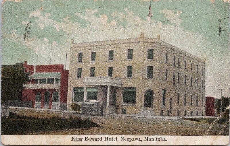 Neepawa Manitoba King Edward Hotel MB c1910 Walter Gordon Postcard H54 *as is