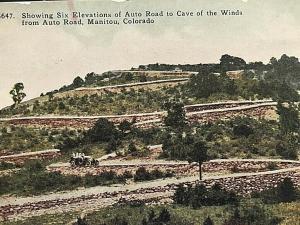 Postcard Six Elevations of Auto Road to Cave of the Winds, Manitou, CO.    T3