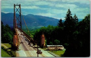 Entrance to Lion's Gate Bridge Vancouver B.C. Canada Suspension Bridge Postcard