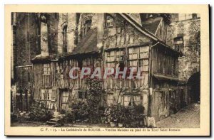 Old Postcard Rouen Cathedral Old houses at the foot of the Tower Saint Romain
