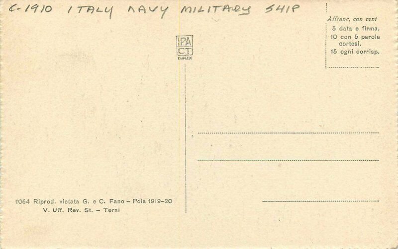 Blue Tint C-1910 Regia Nave Italia Italy Navy Military ship Postcard 20-8351