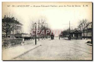 Old Postcard Billancourt Avenue Edourad Villant taking the Pont de Sevres