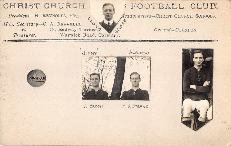 BR74727 christ church football club real photo coventry 1912-1913  uk