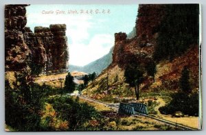 Castle Gate  Utah  Denver & Rio Grande Railroad    Postcard